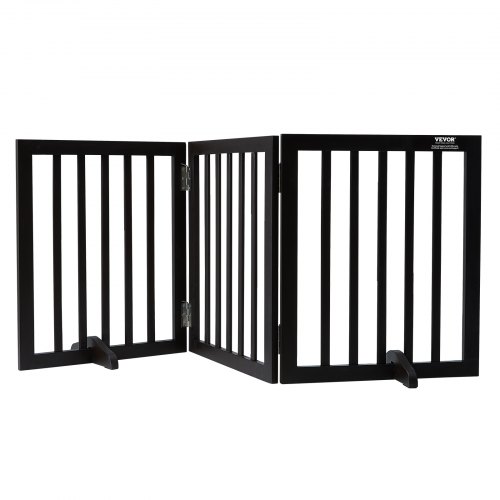 VEVOR Freistehendes Hundetor, Haustiertor, 508 x 610 mm Türschutzgitter 3-Platten-Faltbares Hundetor für Breite & Schmale Durchgänge, Erweiterbare Klappbare Hundebarriere, Braunes Treppenschutzgitter