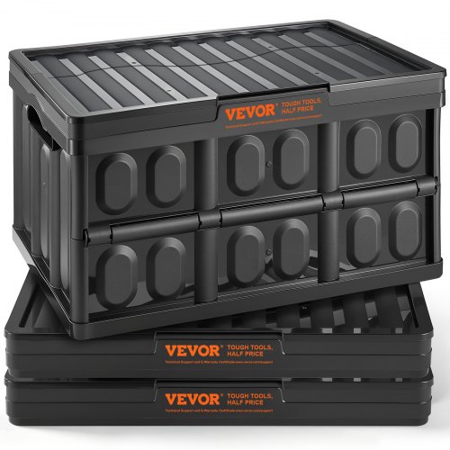 VEVOR 3er-Set 45L Profi Klappbox aus PP Transportbox mit Deckel Faltbarer Aufbewahrungsbox mit Handgriff Stapelbare Kisten Storage Box Faltboxen Stapelboxen für Aufbewahrung & Transport