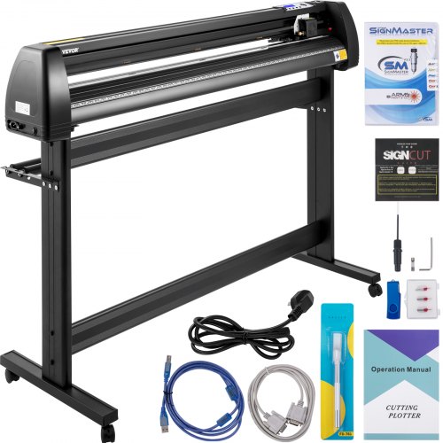 VEVOR Vinyl Schneideplotter 1350 mm, Folienschneider Max. Schnittbreite 1260 mm, Plottermaschine Schnittgeschwindigkeit 800 mm/s, Folienplotter mit Signcut & Signmaster, Hobbz Plotter, 25 kg