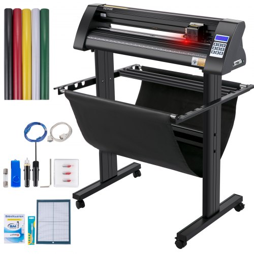 

VEVOR Vinyl Schneideplotter Max. Papiereinzug 720 mm, Folienplotter Schneidkraft 500 g, Plotterschneider mit optisches Auge, Signmaster-Software, Schrittmotor, Plotter Halbautomatisch mit Ständer