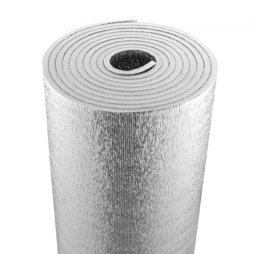 

VEVOR Doppelt reflektierende Isolierrolle, Strahlungsbarriere mit Schaumstoffkern, 15,1 mm, 48 Zoll x 25 Fuß, doppelseitiges wärmereflektierendes Schild aus Aluminiumfolie und EPE-Schaum, Wärmedämmrolle für Fenster und Wohnmobildächer