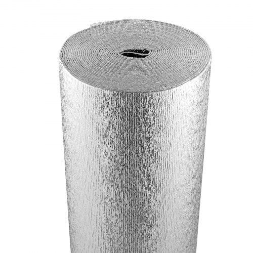 

VEVOR Doppelt reflektierende Isolierrolle, Strahlungsbarriere mit Schaumstoffkern, 3,2 mm, 48 Zoll x 50 Fuß, doppelseitiges wärmereflektierendes Schild aus Aluminiumfolie und EPE-Schaum, Wärmedämmrolle für Fenster und Wohnmobildächer