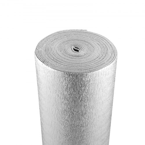 

VEVOR Doppelt reflektierende Isolierrolle, Strahlungsbarriere mit Schaumstoffkern, 5,5 mm, 48 Zoll x 50 Fuß, doppelseitiges wärmereflektierendes Schild aus Aluminiumfolie und EPE-Schaum, Wärmedämmrolle für Fenster und Wohnmobildächer
