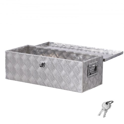 

VEVOR Werkzeugkasten aus Aluminium für die Ladefläche mit seitlichem Griff und Schlossschlüsseln, Aufbewahrungs-Werkzeugkiste für Anhänger Pickups Wohnmobil (762 x 330,2 x 243,84 mm) Silber