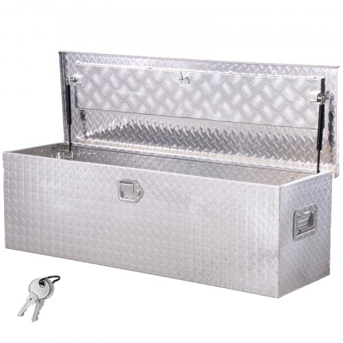 VEVOR Werkzeugkasten aus Aluminium für die Ladefläche mit seitlichem Griff & Schlossschlüsseln, Aufbewahrungs-Werkzeugkiste für Anhänger Pickup Wohnmobil (1244,6 x 381 x 381 mm) Silber