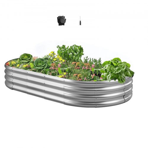 

VEVOR Hochbeet Metall 1800x900x290 mm, Pflanzbeet, Gemüsebeet, Pflanzkasten mit offenem Boden & abgerundeten Kanten, Blumenbeet, Kräuterbeet, ideal für Gemüse, Blumen, Kräuter & Sukkulenten, Oval