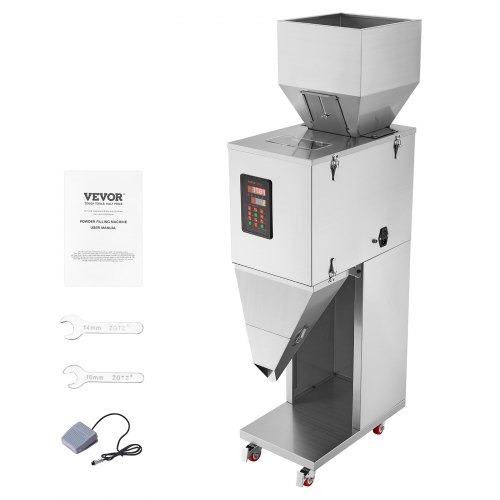 

VEVOR Partikelfüllmaschine, 20–5000 g, automatische Füllmaschine mit Fußpedal, Edelstahl-Wiegefüllmaschine, Wiegefüller für Bohnen, Samen, Körner, Tee, Granulatverpackung