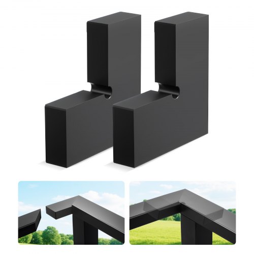 VEVOR 2er-Pack Eckverbinder für Handlauf, Verlängerungs-Treppengeländer-Zubehör, POM-Verbindungsbeschläge für rechteckiges Kabelgeländer, Deck-Kabelschienensystem, Mattschwarz, HT-05