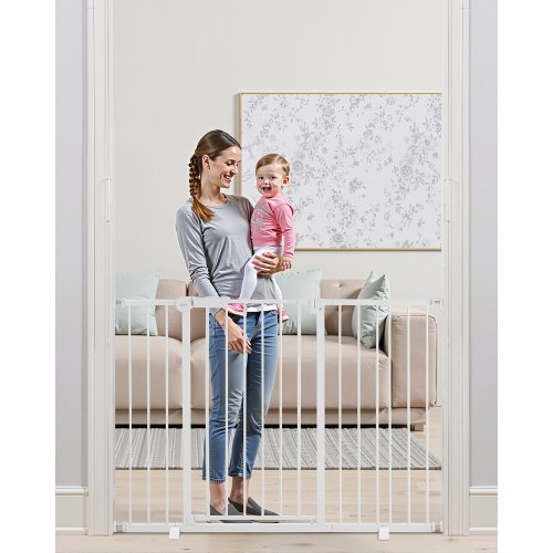 

VEVOR Babygitter Hundegitter Trenngitter mit verstellbarer Breite (65-121,9 cm), Treppenschutzgitter für die Sicherheit von Kindern & Haustieren, Einhandöffnung, für Treppen und Türen, Weiß