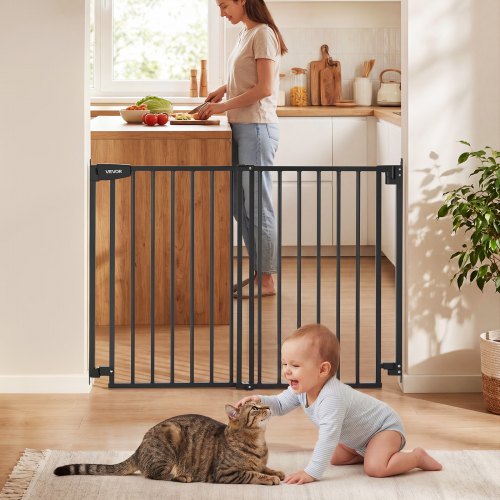VEVOR Treppenschutzgitter 720-1085 mm Verstellbare Breite, 760 mm Hohes Türschutzgitter, Kindergitter mit Bohrset (ohne Bodenstange), Kinderschutzgitter für Treppen, Türrahmen & Wohnräume, Schwarz