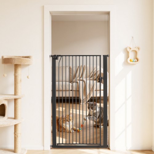 VEVOR Treppenschutzgitter, 740–1050 mm Verstellbare Breite, 1420 mm Hohes Türschutzgitter, mit Druck- & Wandmontage-Set, 33 mm Gitterstababstand, für Treppen, Türrahmen & Wohnräume, Schwarz