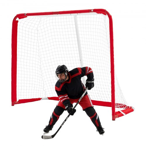 VEVOR Street-Hockey-Tor 142 x 113 cm für Street- und Rollerhockey-Training, Hockeynetz mit Metallrahmen, Feldhockey-Tor für Indoor und Outdoor, Tragbares Inlinehockey-Tor für Garten Garage
