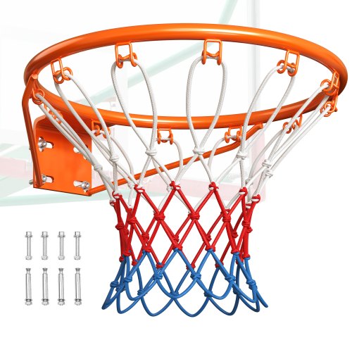 VEVOR Basketballkorb Hangring Basketballring 483 mm, Basketball Basketballring Netz 577 x 483 x 110 mm Qualität-und Sicherheitsgeprüft Indoor & Outdoor, Universal Stabiler Basketballkorb Orange