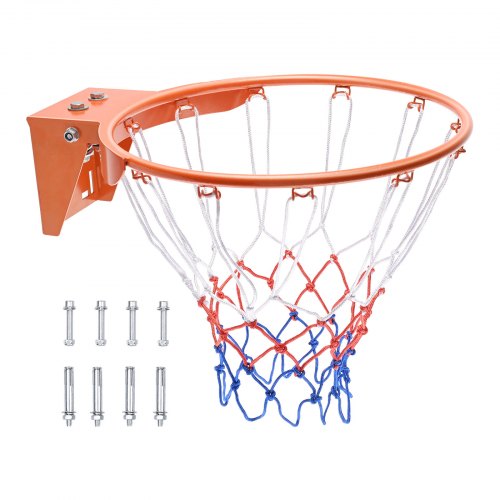 VEVOR Basketball-Felge, an der Wandtür montierter Basketballkorb, robuster Q235-Basketball-Flex-Rand-Torersatz mit Netz, Standard-18-Zoll-Hänge-Basketballkorb für den Innen- und Außenbereich für Kinder und Erwachsene
