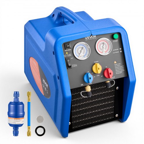 VEVOR Kältemittelabsauggerät Tragbare Kältemittel Absaugstation, 220V/50Hz 1450 U/min. 1 PS mit Zweizylinder Absauganlage für Kältemittel A1 & A2L, Rückgewinnungsgerät für KFZ- & Hausklimaanlagen