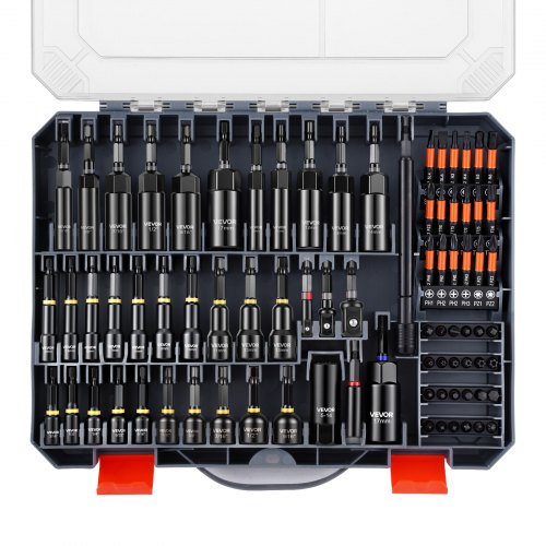VEVOR Steckschlüsselsatz, 80-tlg., SAE- & Metrisch, Magnetische Steckschlüssel, mit Einsteller, Verlängerungen, Universalsteckschlüssel & Werkzeugkoffer, für Autoreparaturen, Heimwerkerarbeiten