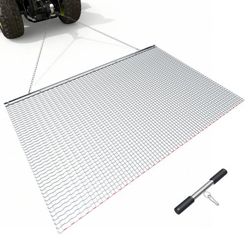 

VEVOR Schleppegge, 201x122 cm, Wiesenegge, Wiesenschleppe, Feldegge aus Verzinktem Stahl mit Anhängekette, Anbaugerät für ATVs, UTVs & Traktoren zum Einebnen von Schotterwegen, Fahrspuren & Feldern