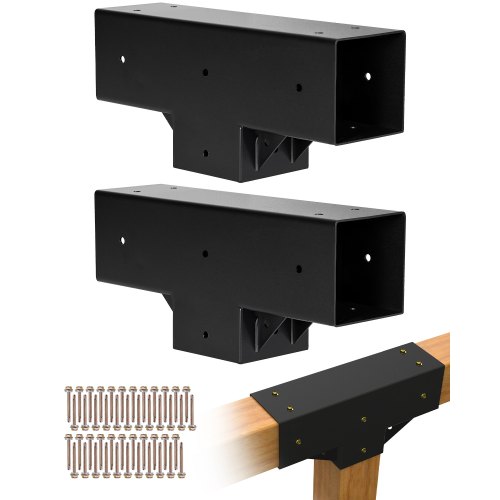 VEVOR Pfostenverbinder, 2er-Pack, T-förmige Pfostennecke für Posten mit einer Innengröße von 92 x 92 mm, 3-Wege-Pergola-Halterungen, Pavillon-Halterungssatz mit Schrauben