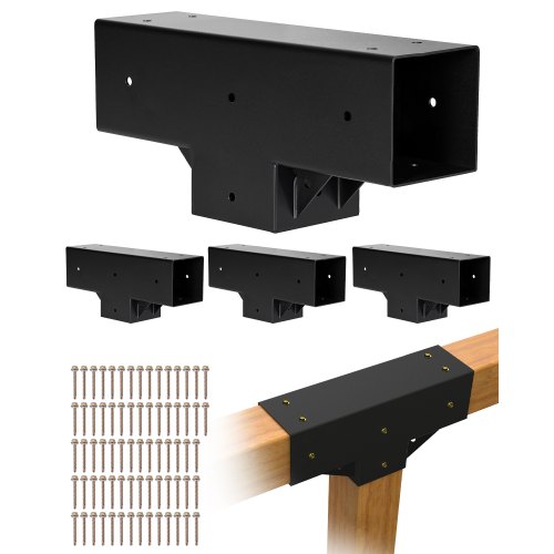 

VEVOR Pfostenverbinder, 4er-Pack, T-förmige Pfostennecke für Posten mit einer Innengröße von 92 x 92 mm, 3-Wege-Pergola-Halterungen, Pavillon-Halterungssatz mit Schrauben