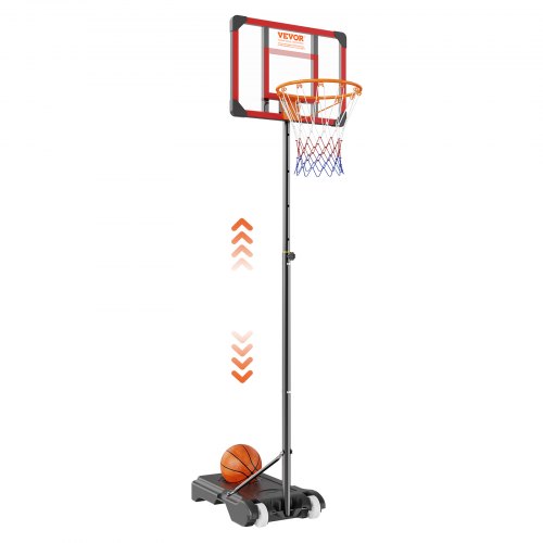 VEVOR Basketballkorb Outdoor Basketballständer 152,4-213,4 cm Einstellbare Höhe, Basketballanlage Schwarz Wetterbeständig Rostbeständig, Basketballkorb Standfuß mit Wasser oder Sand Mobil