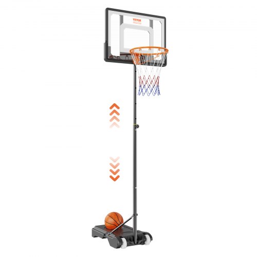 VEVOR Basketballkorb Outdoor Basketballständer 152,4-213,4 cm Einstellbare Höhe, Basketballanlage Schwarz Wetterbeständig Rostbeständig, Basketballkorb Standfuß mit Wasser oder Sand Mobil