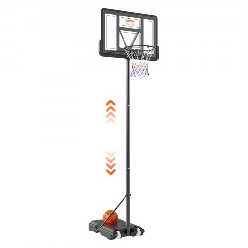 

VEVOR Basketballkorb Outdoor Basketballständer 122–305 cm Einstellbare Höhe, Basketballanlage Schwarz Wetterbeständig Rostbeständig, Basketballkorb Standfuß mit Wasser oder Sand Mobil