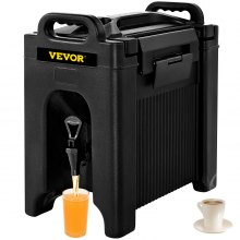 VEVOR Heiß- und Kaltgetränkespender 9,5 L Getränkespender 6 Std. Heiß- und Kaltwasserbrunnen, Schwarzer Isolierter Wasserspender LLDPE Getränkespender mit Zapfhahn Kaffee, Saft, Milch, Tee usw.
