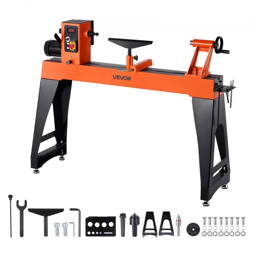 VEVOR Drehbank für Holzbearbeitung, 1,5 PS/1100 W Leistung, 406 x 1020 mm Werkbank, vertikale Holzdrehbank, 0–3200 U/min variable Geschwindigkeit, ideal für die Bearbeitung mittlerer bis großer Projekte wie Tischbeine, Vasen