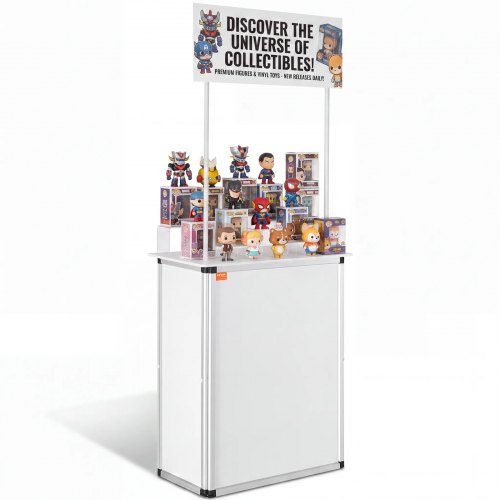 VEVOR Tragbare Messetheke Messetresen, 78,5 × 38 × 181,5 cm Messestand Ausstellungs-Thekenständer, Faltbarer Promotion-Einzelhandels-Bartisch, Rezeption Messestand mit Aufbewahrungsregal, Tragetasche