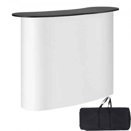 VEVOR Tragbare Messetheke Messetresen, 130 × 46,5 × 95 cm Messestand Ausstellungs-Thekenständer, Faltbarer Promotion-Einzelhandels-Bartisch, Pop-Up-Podium mit Aufbewahrungsregal, Tragetasche