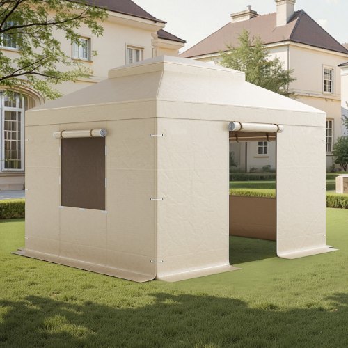 VEVOR Winterabdeckung, passend für 3,05 x 3,65 m Pavillons, Ersatzabdeckung mit Seitenwänden & Netzfenstern, Lagerschutzabdeckungen aus hochdichtem PE, Pavillons nicht im Lieferumfang enthalten
