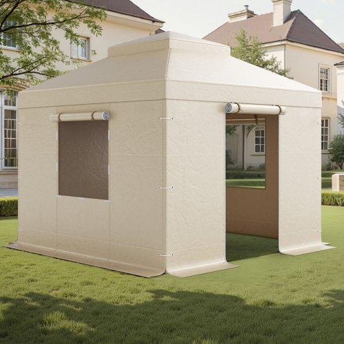 VEVOR Winter Pavillonabdeckung, passend für 3,05x3,05 m Pavillons mit Doppeldach, Ersatzabdeckung mit Seitenwänden & Netzfenstern, Lagerschutzabdeckungen, Pavillons nicht im Lieferumfang enthalten