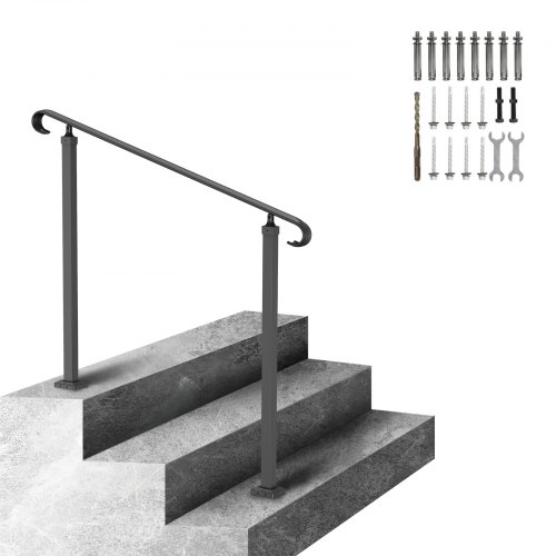 VEVOR Treppengeländer 120x13,5x97 cm Handlauf Geländer für 2 oder 3 Stufige Treppen Eingangsgeländer formschön Höhe(bis zu 45 cm) & Winkel(0-52,8°) einstellbar Ideal für Veranden Eingänge Gärten