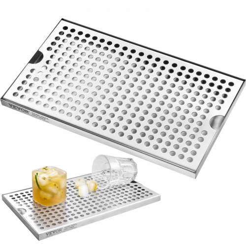 

VEVOR 304 Edelstahl-Tropfschale, Bierabtropfschale mit 4 Rutschfesten Gummipads & Abnehmbarer Abdeckung, 300 x 180 x 25 mm Bar-Tropfschale Geeignet für Restaurants, Bars, Küchen, Café usw.