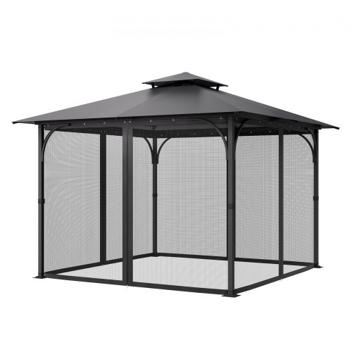 VEVOR Moskitonetz für Pavillon, Mückennetz-Ersatz, passend für 304,8x304,8x198,1 cm große Pavillons, Insektennetz, 4-teiliger Seitenwand-Pavillonvorhang, mit Doppelreißverschluss (Nur Netz)