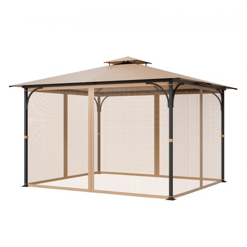 VEVOR Moskitonetz für Pavillon, Mückennetz passend für 304,8x365,8x213,4 cm große Pavillons, Insektennetz, 4-teiliger Seitenwand-Pavillonvorhang, mit Doppelreißverschluss (nur Netz)