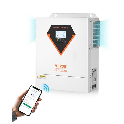 

VEVOR Hybrid-Solarwechselrichter, 3500W, All-in-One-Wechselrichter mit reinem Sinus, 24V DC auf 220/230V AC, mit integriertem 100A MPPT-Solarregler, für netzunabhängige Blei-Säure-Lithium-Batterie