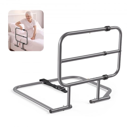 VEVOR Barrière Lit Adulte Charge 90,7 kg Barre d'Appui de Lit Latérale pour Lits King, Queen, Doubles, Simples, Aide à se Relever Personnes Âgées, en Acier au Carbone, Longueur de Poignée Réglable