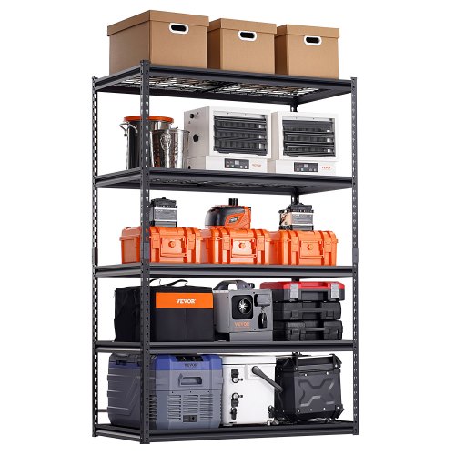 

VEVOR Lagerregale, 1361kg, 5-stufiges Schwerlastregal für Garage, 609,6x1219,2x1828,8mm, verstellbare Steckregale für Industrieregale, Allzweckregal, Kellerregal für Küche, Lager, Keller, schwarz
