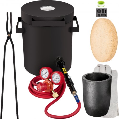 

VEVOR Propan Schmelzofen 4 KG, Gas Metall Schmelzofen Propan Ton Grafit Tiegel, Schmiedeofen für Edelmetall Schmelzpunkt 1350 °C, Ofenboden 20 mm, Schmelzzeit 10 min, 2,54 cm Keramikfaser feuerfest