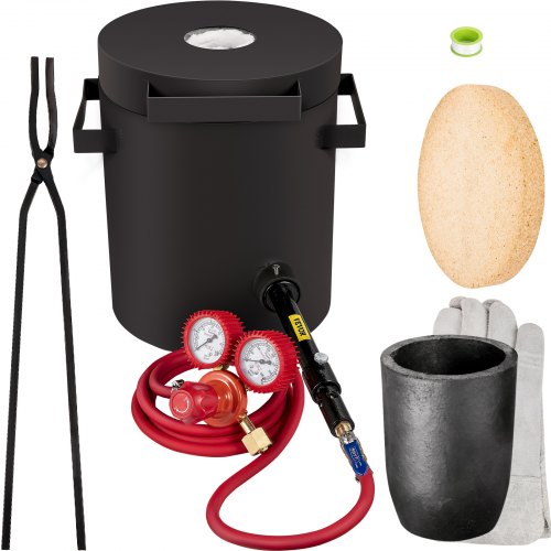 VEVOR Propan Schmelzofen 4 KG, Gas Metall Schmelzofen Propan Ton Grafit Tiegel, Schmiedeofen für Edelmetall Schmelzpunkt 1350 °C, Ofenboden 20 mm, Schmelzzeit 10 min, 2,54 cm Keramikfaser feuerfest