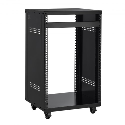 VEVOR 16U AV-Rack, 90,7 kg, Home-Recording-Studio-Rack mit feststellbaren Lenkrollen, Open Frame Serverschrank, Belüftungsdesign, für die Montage von 482 mm-Audio-, Video-, Musik- & IT-Geräten