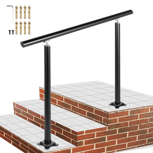

VEVOR Treppengeländer 0,914 m außen Geländer aus Aluminium, Schwarz Hauseingangsgeländer Handlauf mit einem internen Sechskantschlüssels und 8 M6-Erweiterungsschrauben für Privathaushalte, Bürobereiche