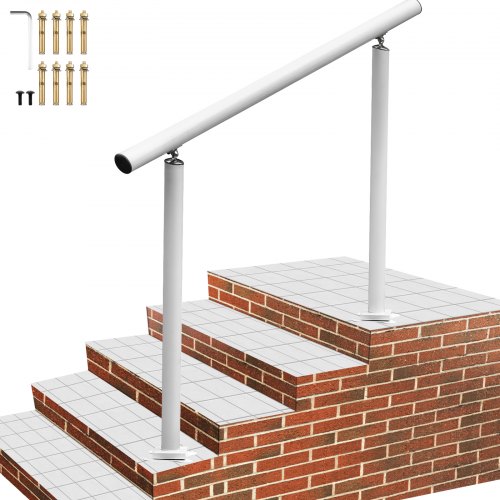 

VEVOR Treppengeländer-Set, 1-4 Stufen, weißer Aluminium-Handlauf, 4 Fuß, flexibler Außendeck-Handlauf, Zangen