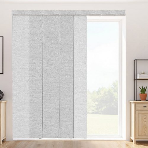 

VEVOR Flächenvorhänge, ausziehbare Schiene von 116 cm bis 218 cm (B), zuschneidbare Flächenvorhänge bis 243 cm (H), einstellbare Schiebegardinen für Schiebetüren Terrassentüren Grau