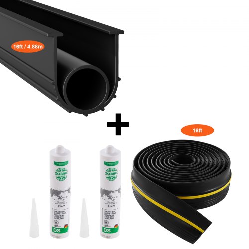

VEVOR Dichtungsset für Garagentorschwellen 4,88 m U-Form + O-Ring, universelle PVC-Dichtungsleiste für Garagentorunterteile, kombinierbar mit wetterfestem Dichtungsstreifen für Garagenschwellen