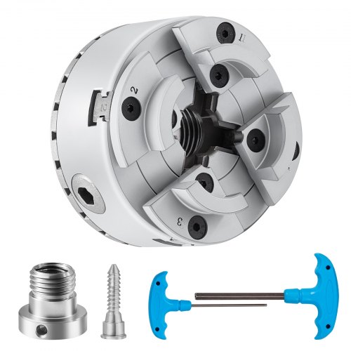 VEVOR KP96 Drehbankfutter 4-Backen φ96mm Backenfutter aus 45# Klemmbereich 32–70mm Spannfutter-Innengewinde M33 x 3,5 TPI Drehbank Ausrichtungsgenauigkeit ≤0,3mm Drechselfutter Drehmaschinenfutter