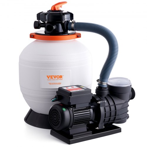 

VEVOR Sandfilterpumpe für Aufstellpools, 350 mm, 13.000 l/h, 450 W Schwimmbadpumpensystem und Filter-Kombiset mit 6-Wege-Mehrwegeventil und Siebkorb, für private und gewerbliche Pools