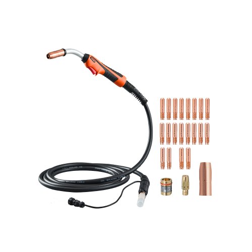 

VEVOR 250-A-MIG-Schweißpistole mit 4,6 m langem Kabel, Schweißbrenner kompatibel mit Millermatic 200, 210, 212, 250, 250X, 251, 252 Schweißgeräten, geeignet für Schweißdrähte von 0,0762/0,0889/0,1143 cm