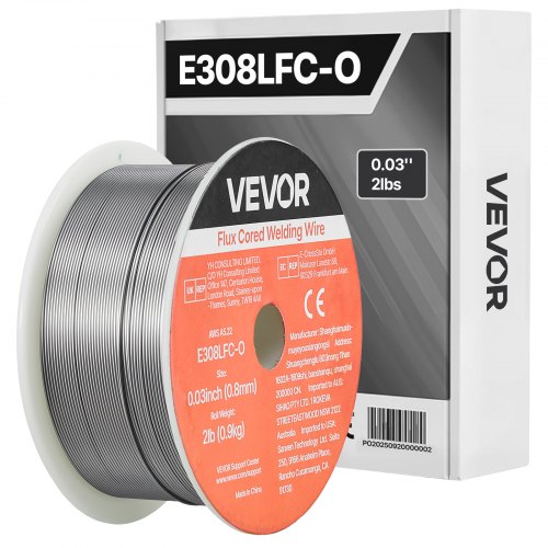 VEVOR Fülldraht 0,8 mm, MIG-Schweißdraht E308LFC-O, 0,9 kg Gasloser Edelstahl-Schweißdraht mit Geringer Spritzerbildung für Alle Schweißpositionen, Selbstschützend für Den Außeneinsatz, 1 Stk.